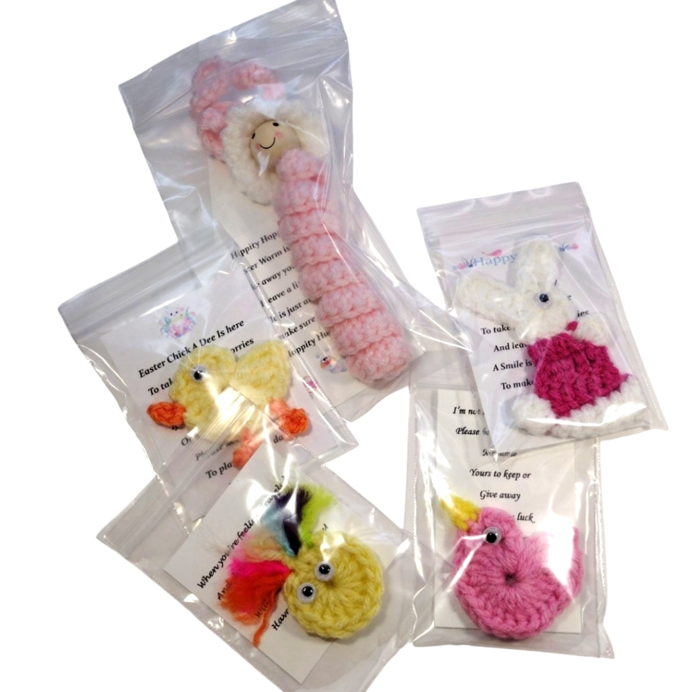 Handcrafted Easter Worry Worm & Fidget Set Of 5- Multicolor